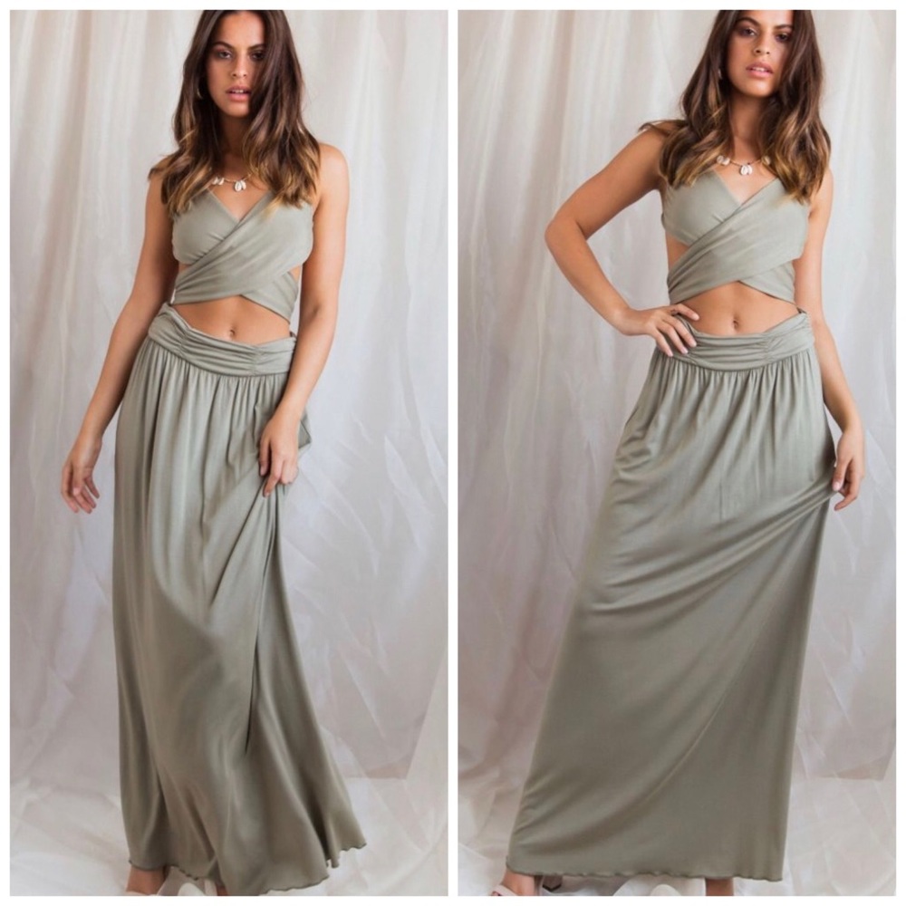 Peppermayo Green Twist Maxi Dress Large